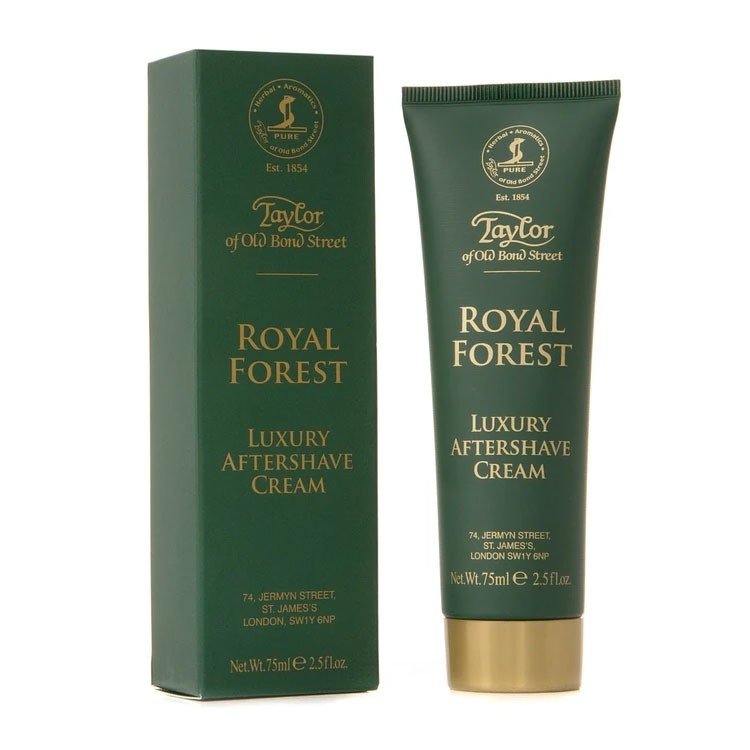 Taylor of Old Bond Street Royal Forest Aftershave Cream, allergivänlig rakbalm som återfuktar och ger en mjuk hud efter rakning.