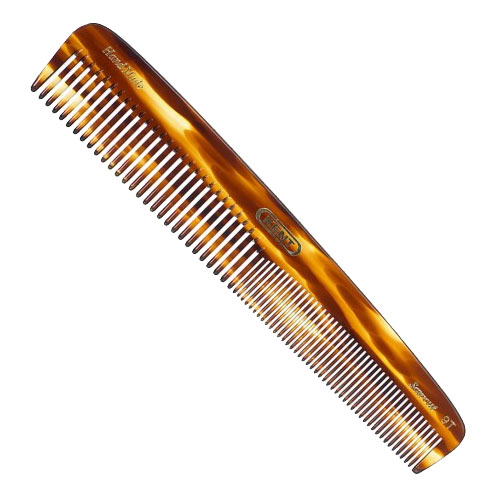 Kent Brushes Large Dressing Table Comb 9T, en stor hårkam av utmärkt kvalité som är fintandad på ena sidan och bredtandad på den andra.