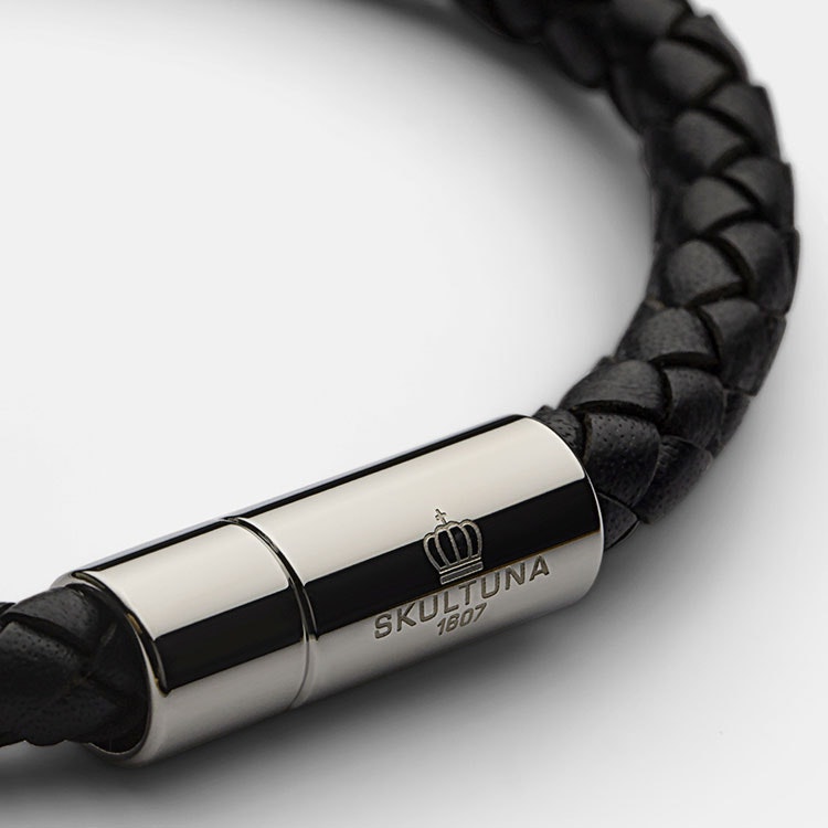 Skultuna Leather Bracelet Silver Black