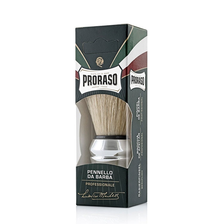 Proraso Shaving Brush, rakborste fylld med styvare naturborst som ger en skön ansiktsmassage och exfolierar huden.