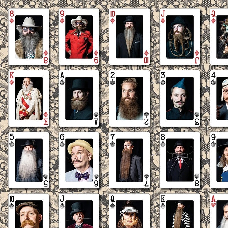 Captain Fawcett Playing Cards, Spelkort i kasinokvalitet med ett stolt urval av de finaste kända ansiktshåren.