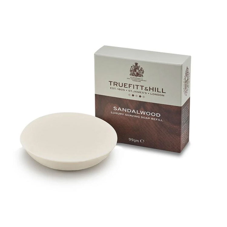 Truefitt & Hill Sandalwood Luxury Shaving Soap Refill, Traditionell raktvål med doft av sandelträ för en närmare och mjukare rakning.