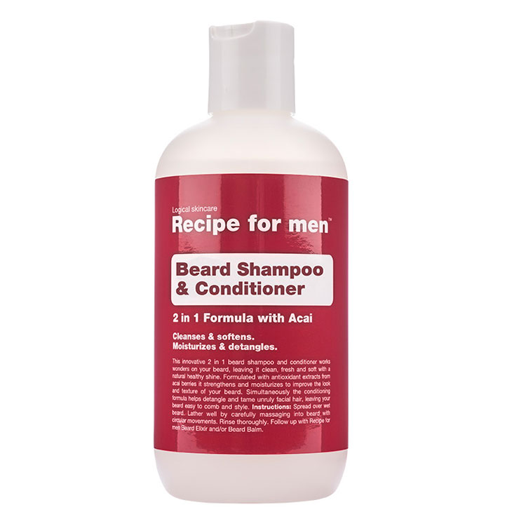 Recipe for men Beard Shampoo & Conditioner, Kombinerat schampo och balsam för skägget.