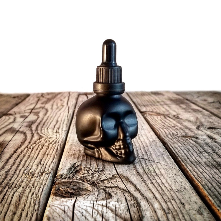 Burnt Whisky Beard Co. Signature Beard Oil Black Skull Bottle