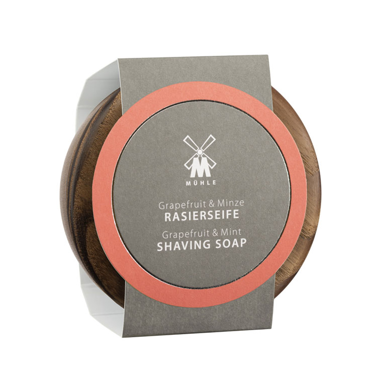 Mühle Grapefruit and Mint Shaving Soap in Wooden Bowl