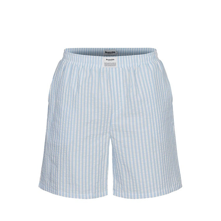 Resteröds Seersucker Shorts White/Sky Blue