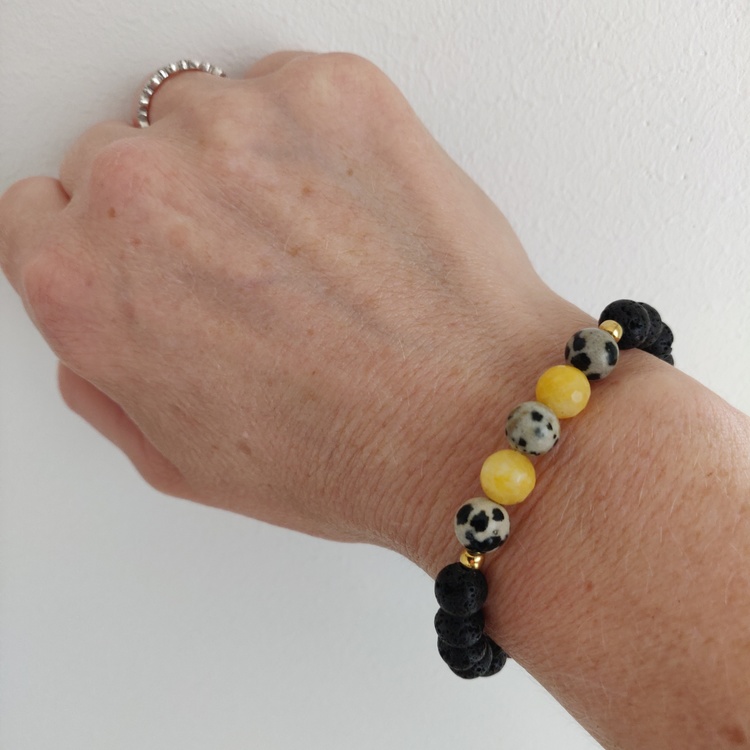 Armband - svart, gult och dalmatin