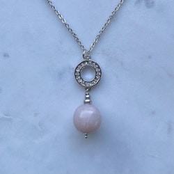 Halsband - strass och rosa pärla