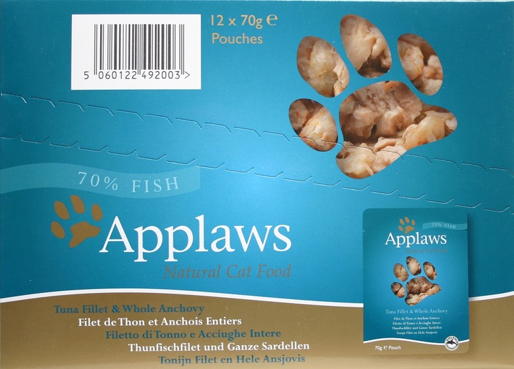 - Applaws Pouch, Tuna Fillet & whole Anchovy, 12 x 70 gr. -