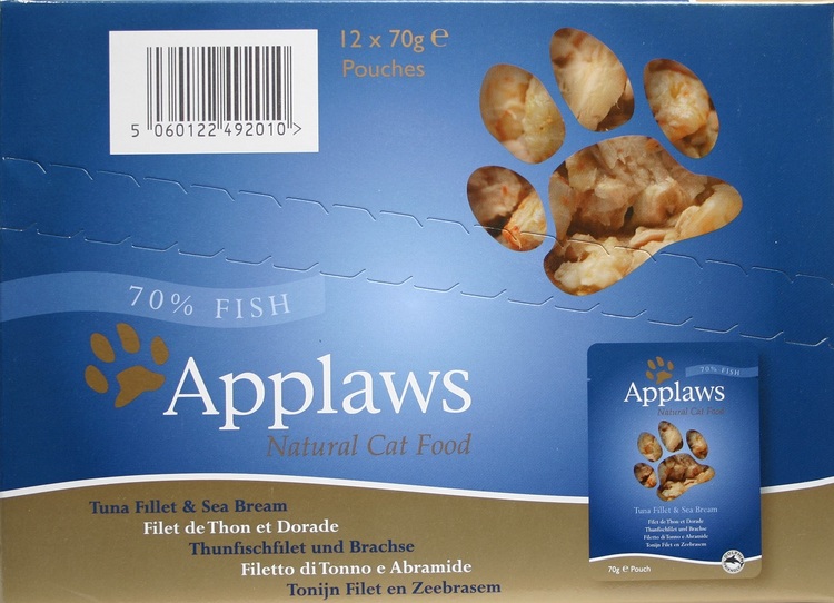 Applaws Pouch, Tuna Fillet with Sea Bream, 12 x 70 gr.