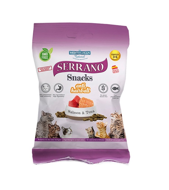Serrano Snacks, Anti Hairball, Salmon & Tuna, 50 gr.