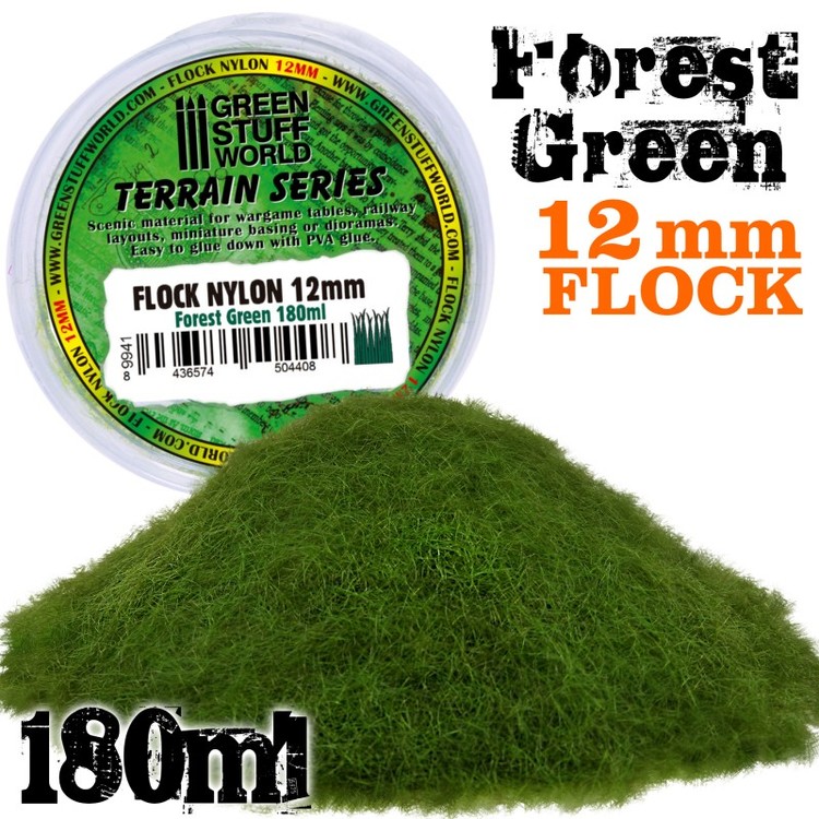Static Grass Flock 12mm - Forest Green - 180 ml