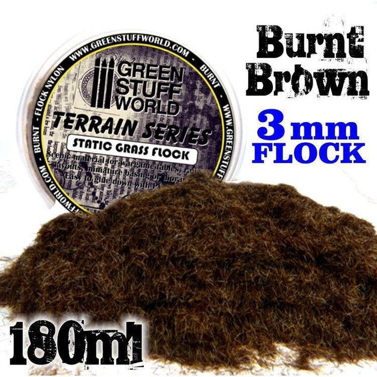 Static Grass Flock 3 mm - BURNT Brown - 180 ml