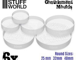 6x Translucent white Containment Moulds for Bases - Round