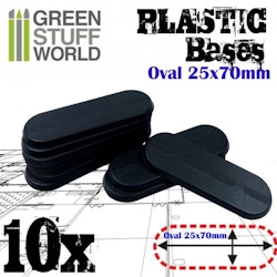 Plastic Bases - Oval Pill 25x70mm BLACK