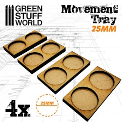 MDF Movement Trays 25mm 2x1 - Skirmish Lines