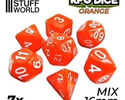 7x Mix 16mm Dice - Orange