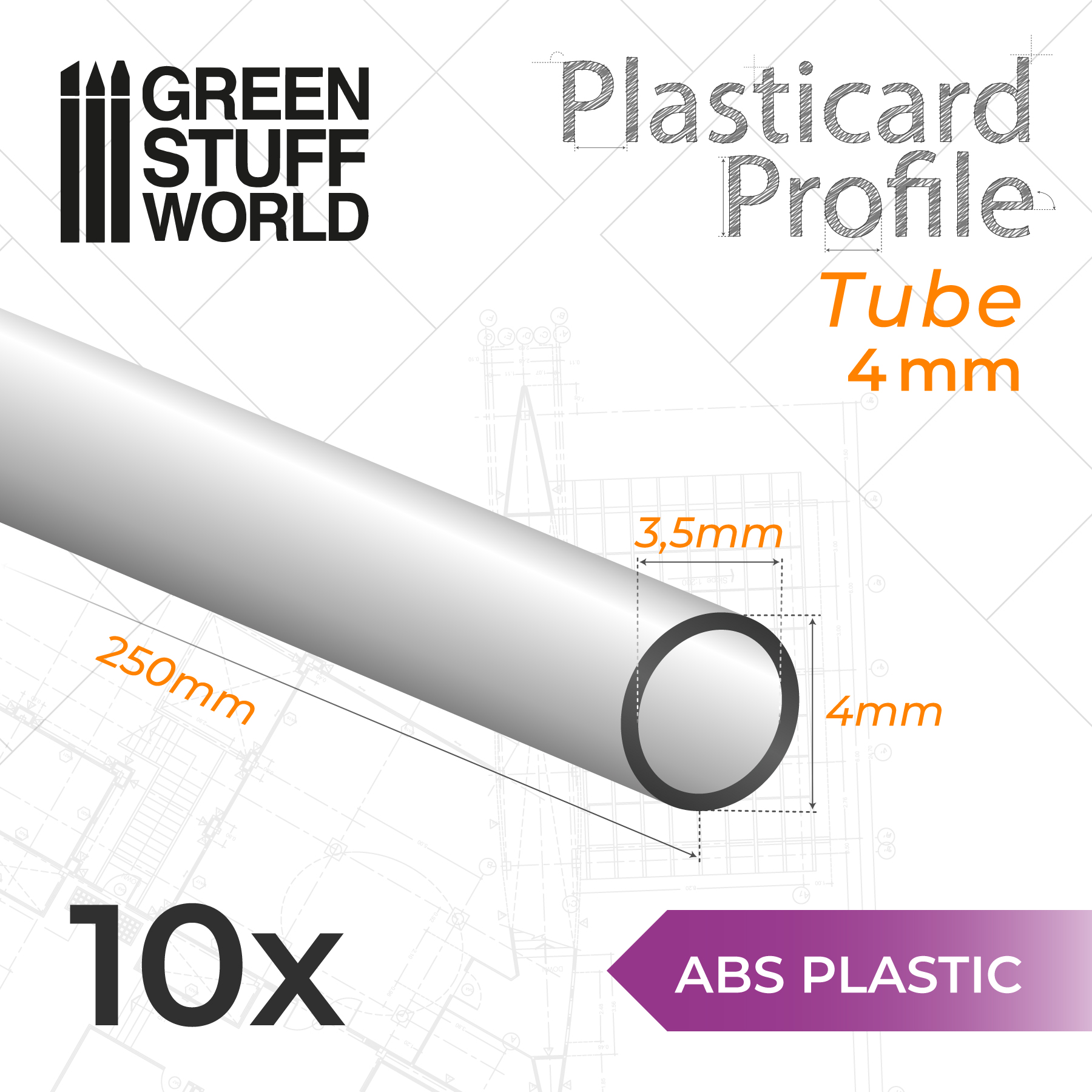 ABS Plasticard - Profile TUBE 4mm