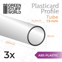 ABS Plasticard - Profile TUBE 15mm PIPELINE