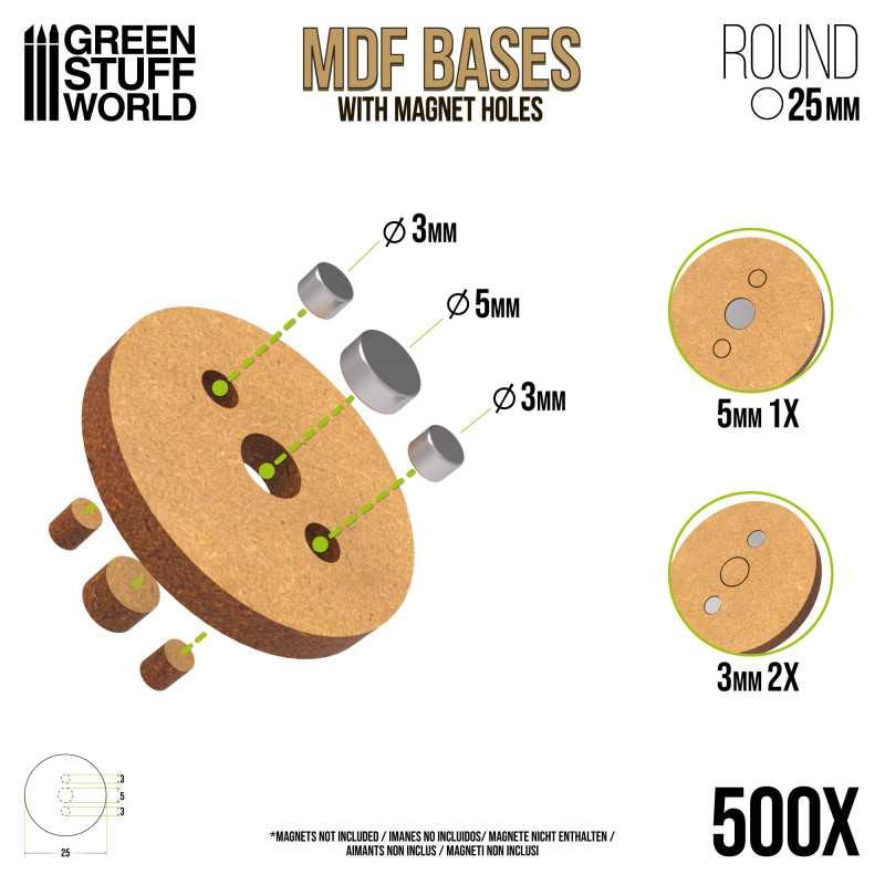 MDF Bases - Round 25 mm (Pack x500)