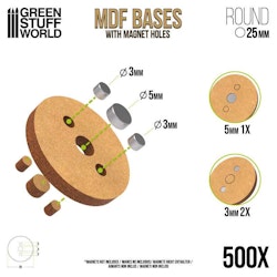 MDF Bases - Round 25 mm (Pack x500)