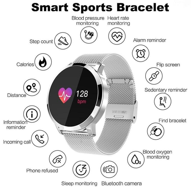 Q8 Smartwatch med metall armband Silver