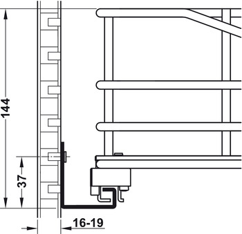 Häfele - Innerutdrag till underskåp med wire-botten för placering bakom dörr eller lådfront - Ej för fäste i lådfronten