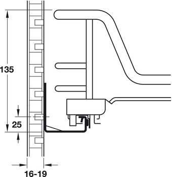 Kesseböhmer - Frontutdrag till underskåp med wire-botten, för montering i lådfront - finns till skåp 400, 450, 500 och 600 mm