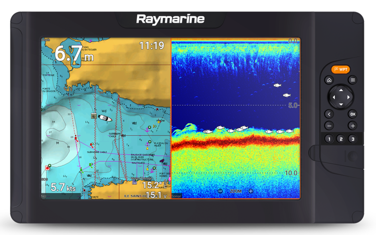 Raymarine – CPT-S-In-Rumpf-Geber aus Kunststoff mit HIGH CHIRP, 0, 12, 20 Grad