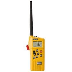 Ocean Signal 720S-00585 – Kannettava SafeSea V100E GMDSS VHF-radio, 21 Simplex-kanavaa, Li-akku (hätäkäyttö)