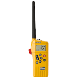 Ocean Signal - SafeSea V100E GMDSS bärbar VHF-radio, 21 simplexkanaler, Li-batteri (Nödanvändning)