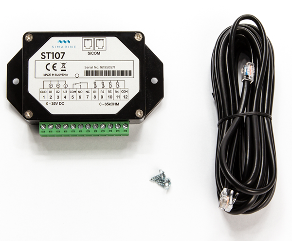  SIMARINE T001 - ST107 tank module. Measures 3x voltage (0-35V) and 4x tank or temperature, for PICO display