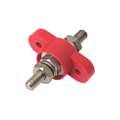  Feedthrough max 48V/250A, red. M8 (5/16 inch). Max panel thickness 9.5 mm