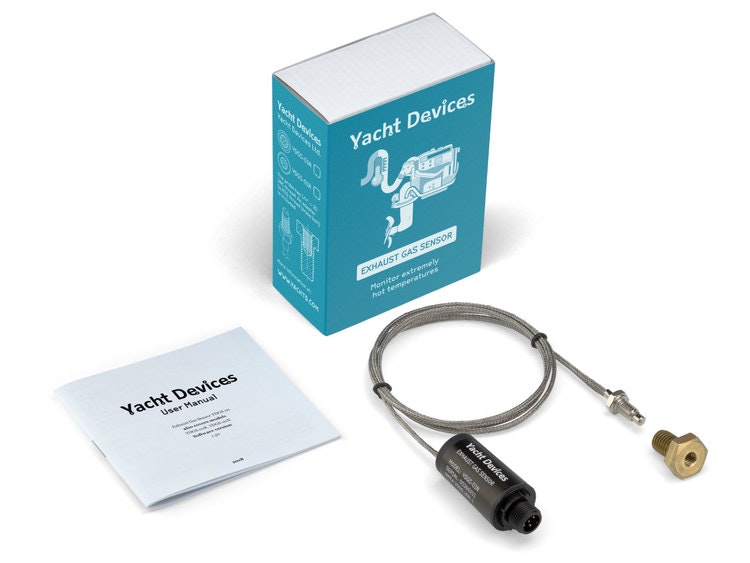  Yacht Devices YDGS-01N - Exhaust gas temperature sensor for NMEA 2000, measures 0-800 degreesC. 90 cm cable with 1/4 inch - 20 UNC-gä