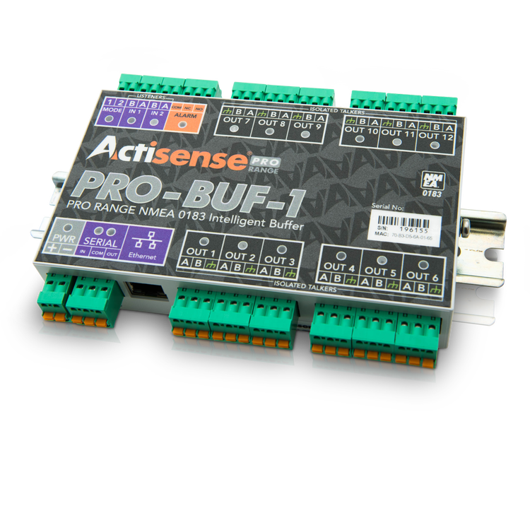  Actisense PRO-BUF-1-BAS-S - 2 optotuloa, 12 ISO-asemalähtöä ja Ethernet, ruuvittomat liittimet