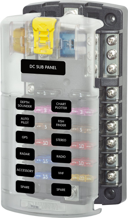 Blue Sea Systems 5026 - Fuse holder 12 fuses + minus connection