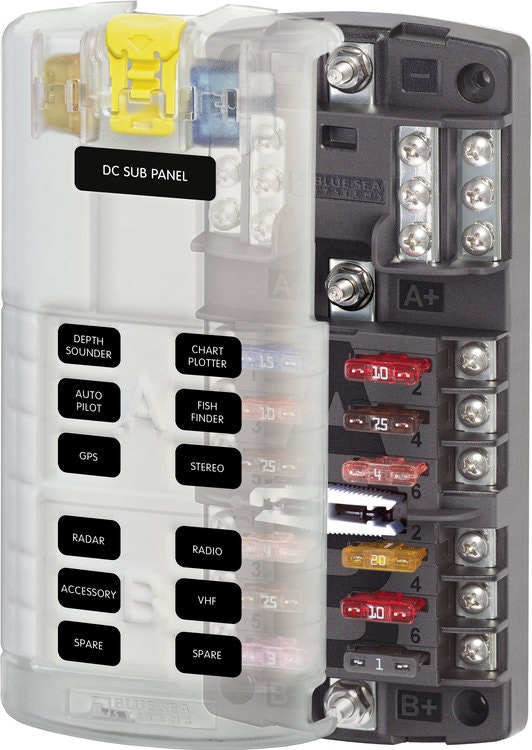  Blue Sea Systems 5032 - Fuse holder 2x6 fuses, negative connection 2x6 fuses