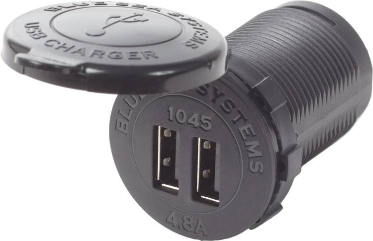  Blue Sea Systems 1045 - USB socket x2 (black), 12/24V, 4.8A, Round