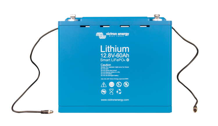 Victron Energy BAT512060410 – Lithiumbatterie 12,8 V/60 Ah, Smart Bluetooth. LxBxH: 285x132x24