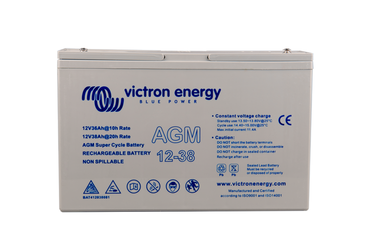 Victron Energy – AGM Super Cycle Batterie 12 V/38 Ah CCA (SAE) 280, M5-Gewinde