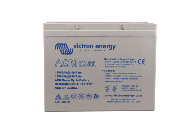 Victron Energy - AGM Super Cycle Batteri 12V/60Ah CCA (SAE) 280, M5-gänga
