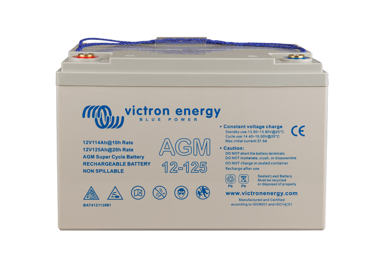  Victron Energy - AGM Super Cycle -akku 12V/125Ah CCA (SAE) 550, M8-kierre