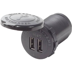  Blue Sea Systems - USB socket x2 (black) 12/24V, 48A, round (Bulk)