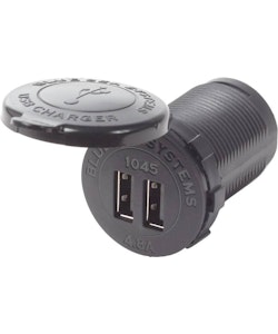  Blue Sea Systems - USB socket x2 (black) 12/24V, 48A, round (Bulk)