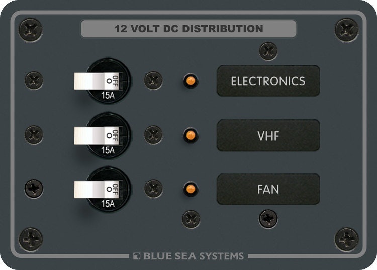 Blue Sea Systems - DC-Panel 3 Positionen, 3x15 A