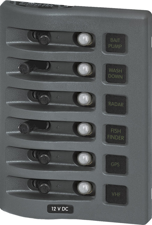 Blue Sea Systems 4376 - Autosäkringspanel WD 6-pol grå