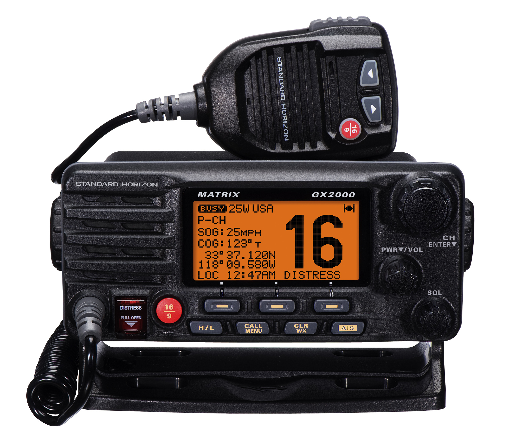  Standard Horizon - Kiinteä VHF 25 W:lla, vaihtoehto toiselle mikrofonille, hailerille ja ulkoiselle AIS:lle