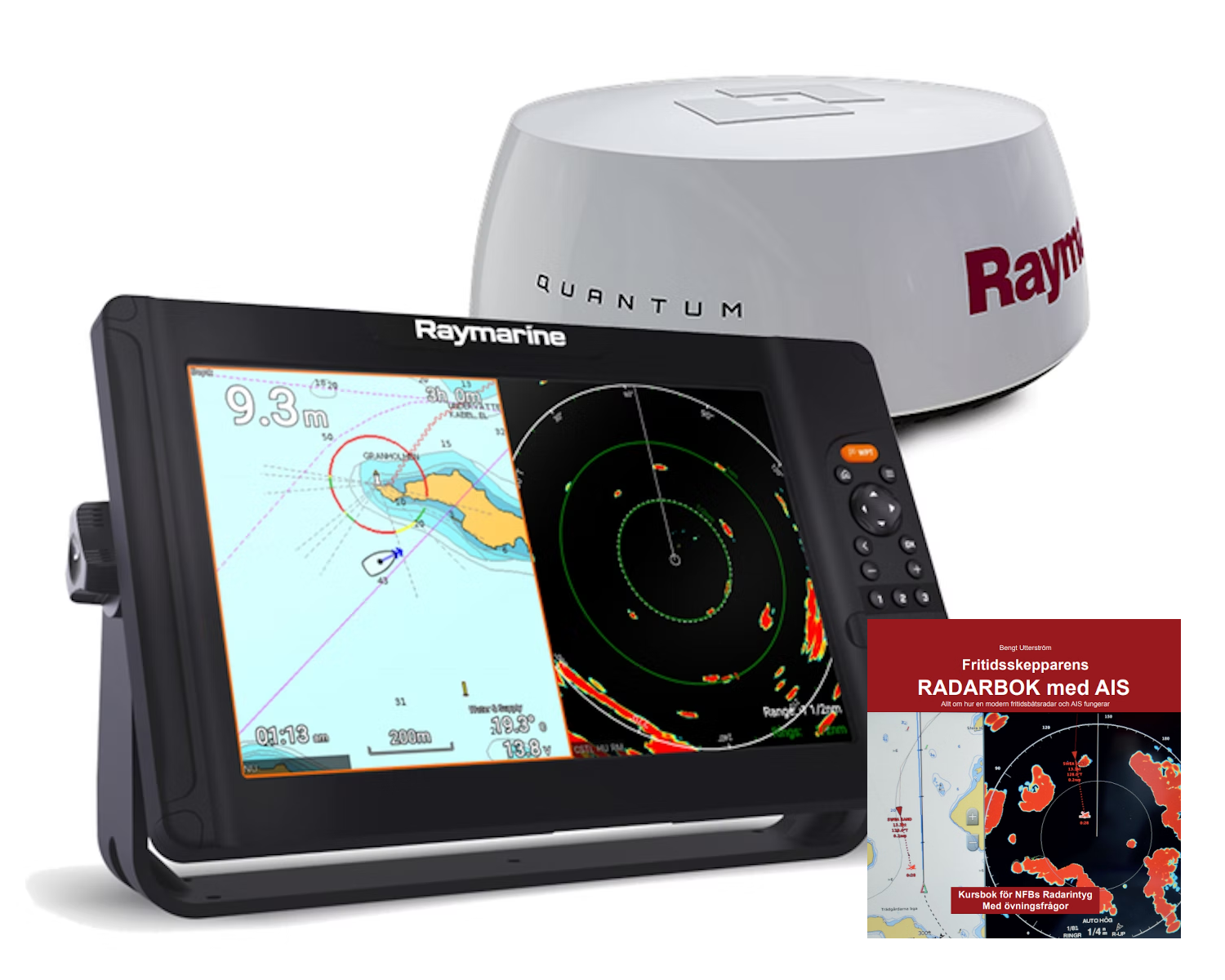 Raymarine - Element 12 S, LightHouse-sjökort för Norra Europa samt Quantum 18'' Q24W inkl. 10m elkabel, Radarbok