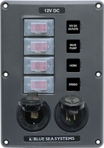  Blue Sea Systems - Water Resistant Switch Panel - Grey, 4 Positions