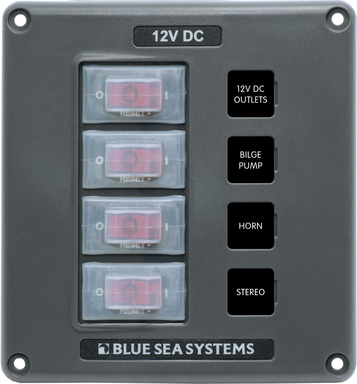 Blue Sea Systems - Waterproof Switch Panel - Grey, 4 Positions